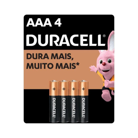 Pilha Alcalina Duracell Palito AAA 4 Unidades