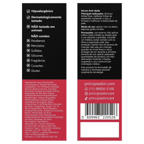 Sérum Facial Anti-idade Principia Skincare Rn-0,3 Retinol + Vitamina e 30ml