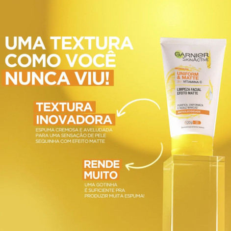 Sabonete Líquido Limpeza Facial Garnier Uniform & Matte Vitamina C Antioleosidade 120g Sabonete Líquido Limpeza Facial Garnier Uniform & Matte Vitamina C Antioleosidade 120g