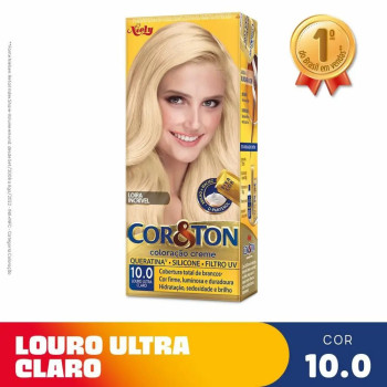  Tinta de Cabelo Permanente Cor&Ton Niely - 10.0 Louro Ultra Claro