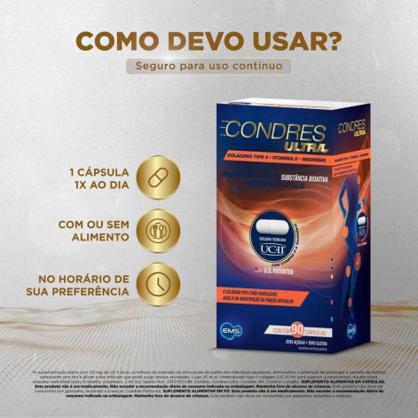Suplemento Alimentar Condres Ultra Colágeno Tipo ll + Vitamina D - 90 cápsulas