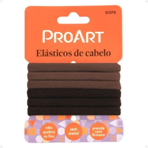 Elástico De Cabelo Pequeno Cor Marrom Proart 6 Unidades Elástico De Cabelo Pequeno Cor Marrom Proart 6 Unidades