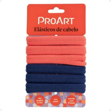 Elástico De Cabelo Proart Azul e Laranja 6 Unidades Elástico De Cabelo Proart Azul e Laranja 6 Unidades
