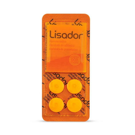 Lisador Dipirona 500mg + Adifenina 10mg + Prometazina 5mg 4 comprimidos