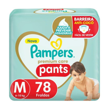 Fralda Pampers Pants Premium Care M 78 unidades