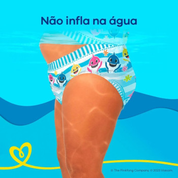 Fralda Pampers Splashers Para Nadar Baby Shark Tamanho P-M 12 Unidades