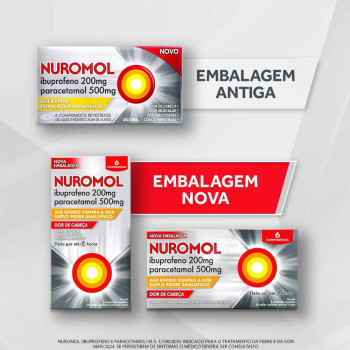 Nuromol Ibuprofeno 200mg + Paracetamol 500mg com 6 comprimidos