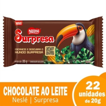 Chocolate Nestlé Surpresa ao Leite 20g - Embalagem com 22 Unidades