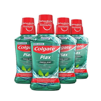 Enxaguante Bucal Colgate Plax Fresh Mint 250ml Embalagem com 4 unidades Leve 4 e Pague 3