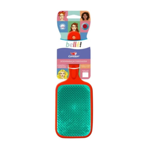Escova para Cabelo Condor Belle Raquete Desembaraça e Massageia