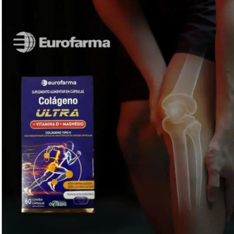 Colágeno Ultra Tipo II + Vitamina D + Magnésio Eurofarma 60 Comprimidos