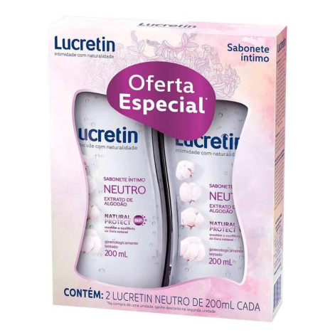 Kit Sabonete Líquido Íntimo Lucretin Neutro com 2 Unidades de 200ml Kit Sabonete Líquido Íntimo Lucretin Neutro com 2 Unidades de 200ml