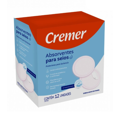 Absorvente Cremer para Seios Toque Suave com 12 Unidades