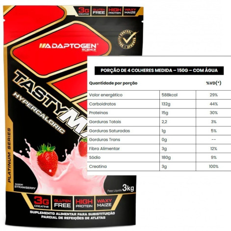 Tasty Mass Hypercaloric Adaptogen Morango 3kg