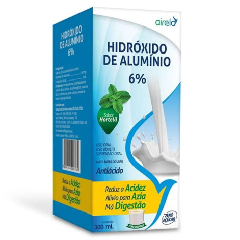 Antiácido Hidróxido de Alumínio 6% Airela Sabor Hortelã Suspensão Oral 100ml