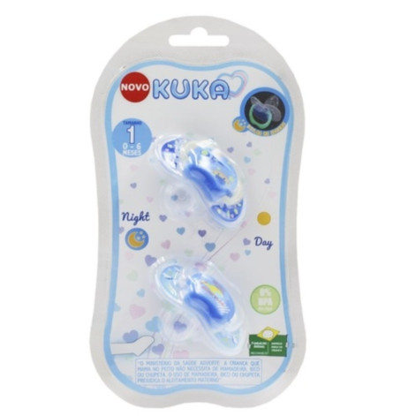 Chupeta Lumina Night&Day Tamanho 1 Ortodôntico Azul Com 2 unidades