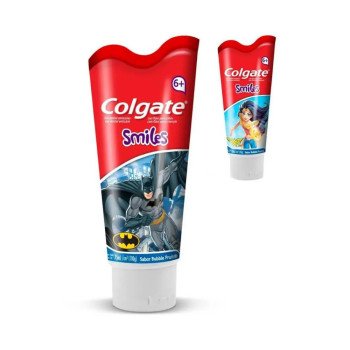 Pasta de Dente Colgate Smiles Batman Ou Mulher Maravilha com 100g
