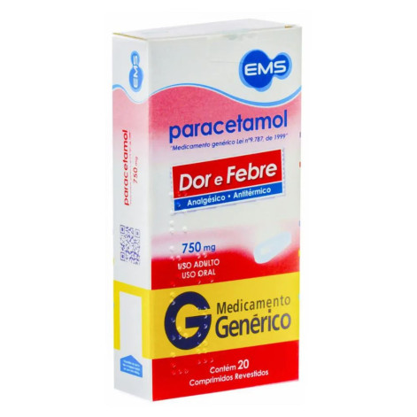 Paracetamol 750mg 20 comprimidos EMS Genérico