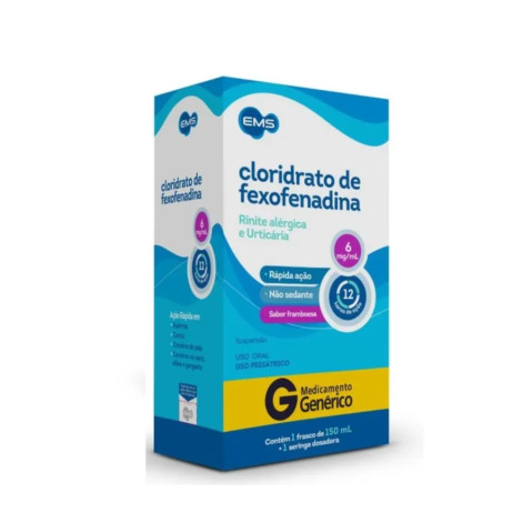 Cloridrato de Fexofenadina 6mg/ml Ems Suspensão Oral 150ml + 1 Seringa Dosadora