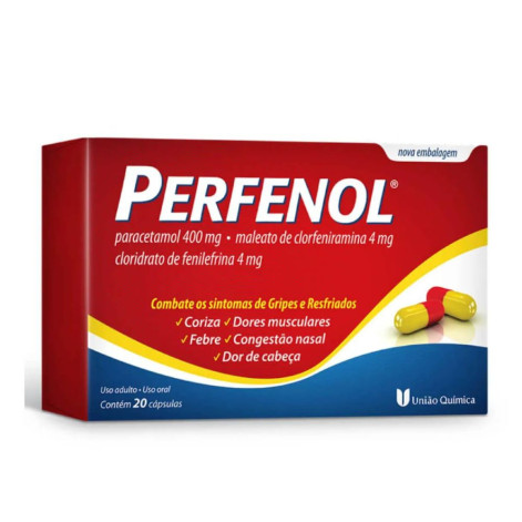Perfenol Paracetamol 400mg + Cloridrato Fenillefrina 4mg + Maleato de Clorfeniramina 4mg 20 cápsulas