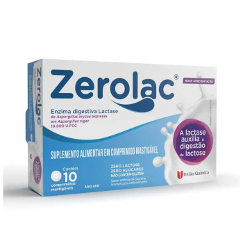 Zerolac 10.000U.FCC União Química 10 Comprimidos Mastigáveis