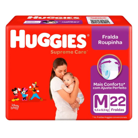 Fralda Calça Huggies Roupinha Supreme Care Disney Baby Jumbo M 22 unidades