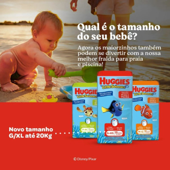 Fralda Huggies Little Swimmers Praia e Piscina G/XG 10 unidades