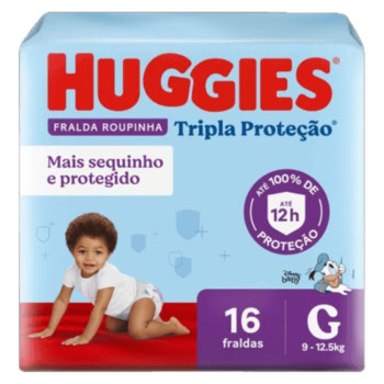 Fralda Huggies Roupinha Tripla Proteção Jubinho G 16 Unidades