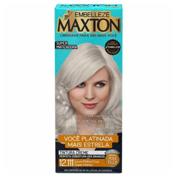 Tinta de Cabelo Permanente Maxton Creme - Louro Platina Cinza 12.111 Super Intenso