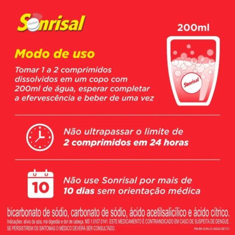 Sonrisal Dupla Ação Sabor Limão 10 comprimidos