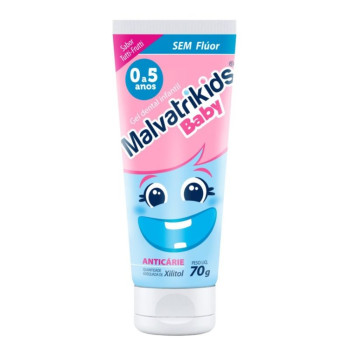 Gel Dental Infantil Malvatrikids Baby Anticárie Tutti-Frutti Sem Flúor com 70g