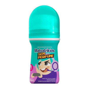 Desodorante Sem Alumínio Roll-On Malvatrikids Infantil Sem Perfume Sem Álcool 65ml