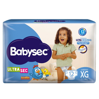 Fralda Babysec Ultrasec Jumbinho Xg Com 12 Unidades