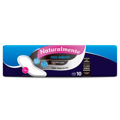 Absorvente Naturalmente Max Noturno Sem Abas 10 Unidades