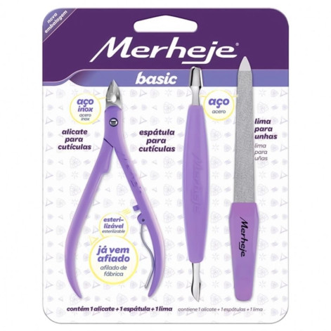 Kit Merheje Basic Alicate+Espatula+Lima Lilas