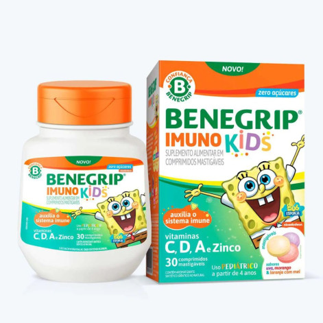 Polivitamínico Infantil Benegrip Imuno Kids 30 Comprimidos Mastigáveis