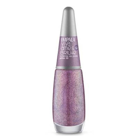 Esmalte Impala Viva, Ame e Brilhe Glitter 3D Ostente Seu Poder 7,5ml