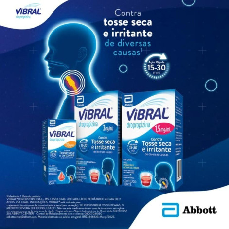 Vibral Pediátrico 1,5mg/ml Sabor Framboesa Xarope 120ml