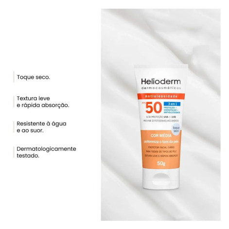 Protetor Solar Facial Helioderm FPS50 Com Cor 50g