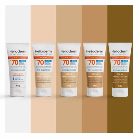 Protetor Solar Facial Helioderm FPS 70 Ativo Hialurônico Bege Claro 50g