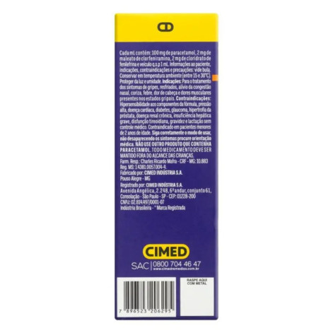 Cimegripe Infantil Cloridrato Fenillefrina 2mg/ml + Paracetamol 100mg/ml + Maleato de Clorfeniramina 2mg/ml Sabor Laranja Gotas 20ml