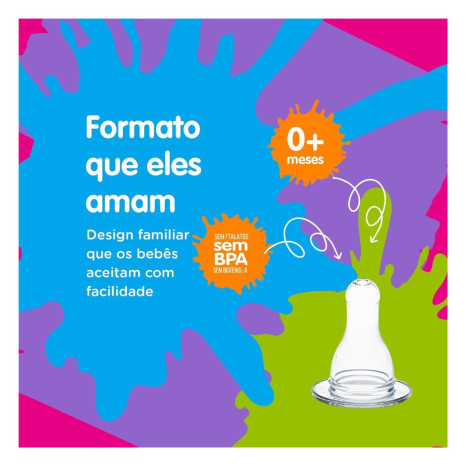 Bico Mamadeira Lolly Baby Silicone Redondo 2 Unidades