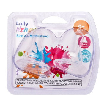 Bico Mamadeira Lolly Baby Silicone Redondo 2 Unidades