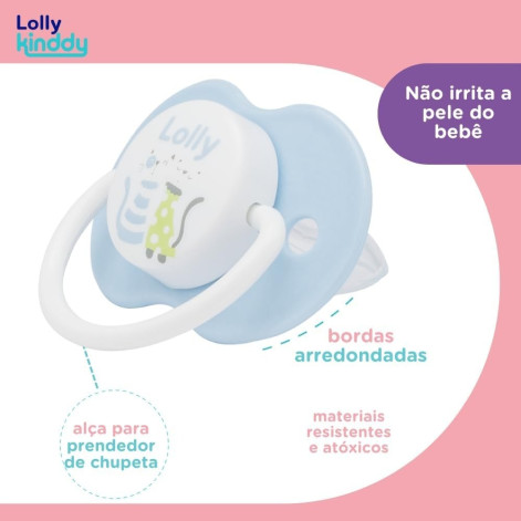 Lolly Chupeta Zoo Bona Silicone Tamanho1 Azul