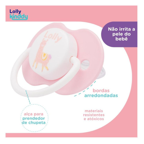 Lolly Chupeta Zoo Bona Silicone Tamanho 1 Rosa