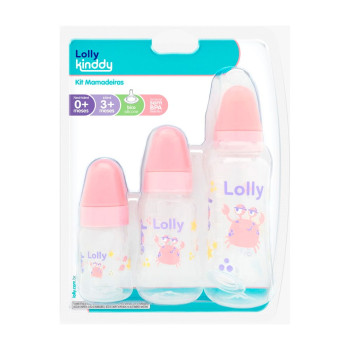 Kit Lolly Mamadeira Oceano Rosa 3 Unidades 70ml/160ml/250ml Kit Lolly Mamadeira Oceano Rosa 3 Unidades 70ml/160ml/250ml