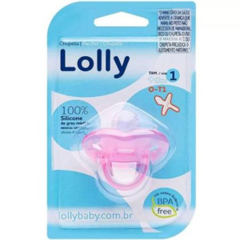 Chupeta Lolly Dreams Rosa T1 Silicone Ortodôntico com Protetor