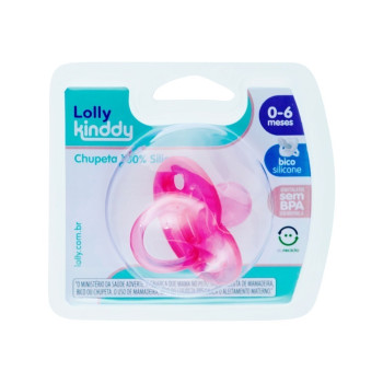 Chupeta Lolly Baby 100% Silicone Rosa 