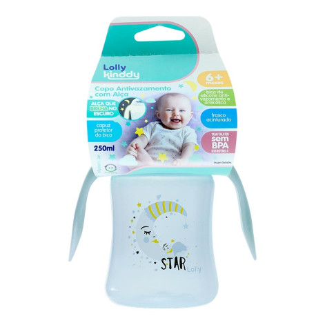 Copo Lolly Antivazamento com Alça Star Masc Azul 250ml