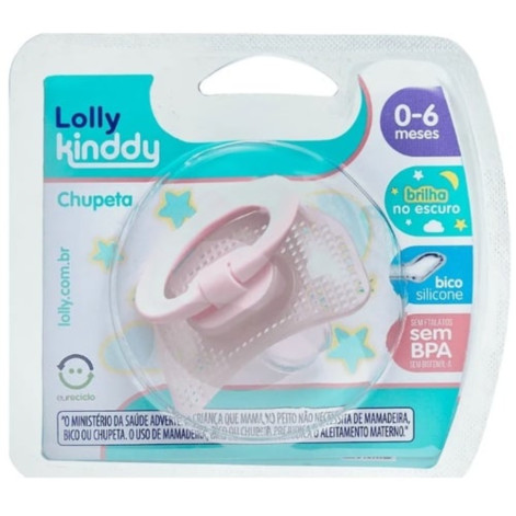 Chupeta Lolly Kinddy Star Rosa T1 Silicone Ortodôntico